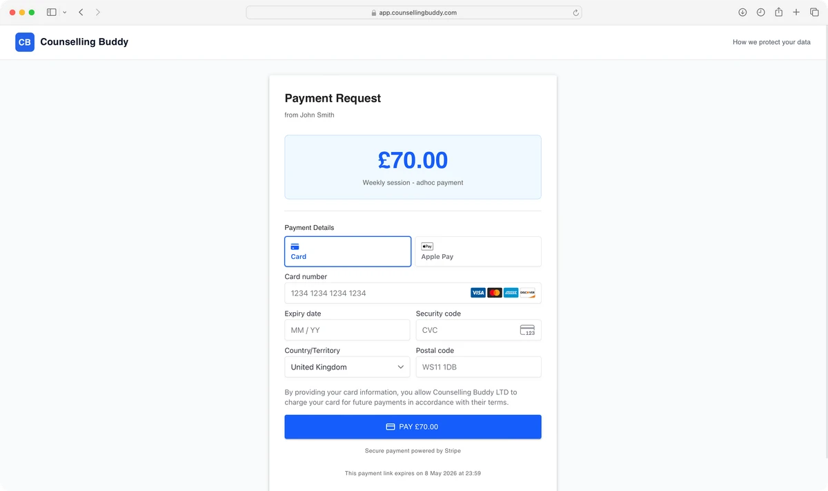 Counselling Buddy Billing and Payments Dashboard