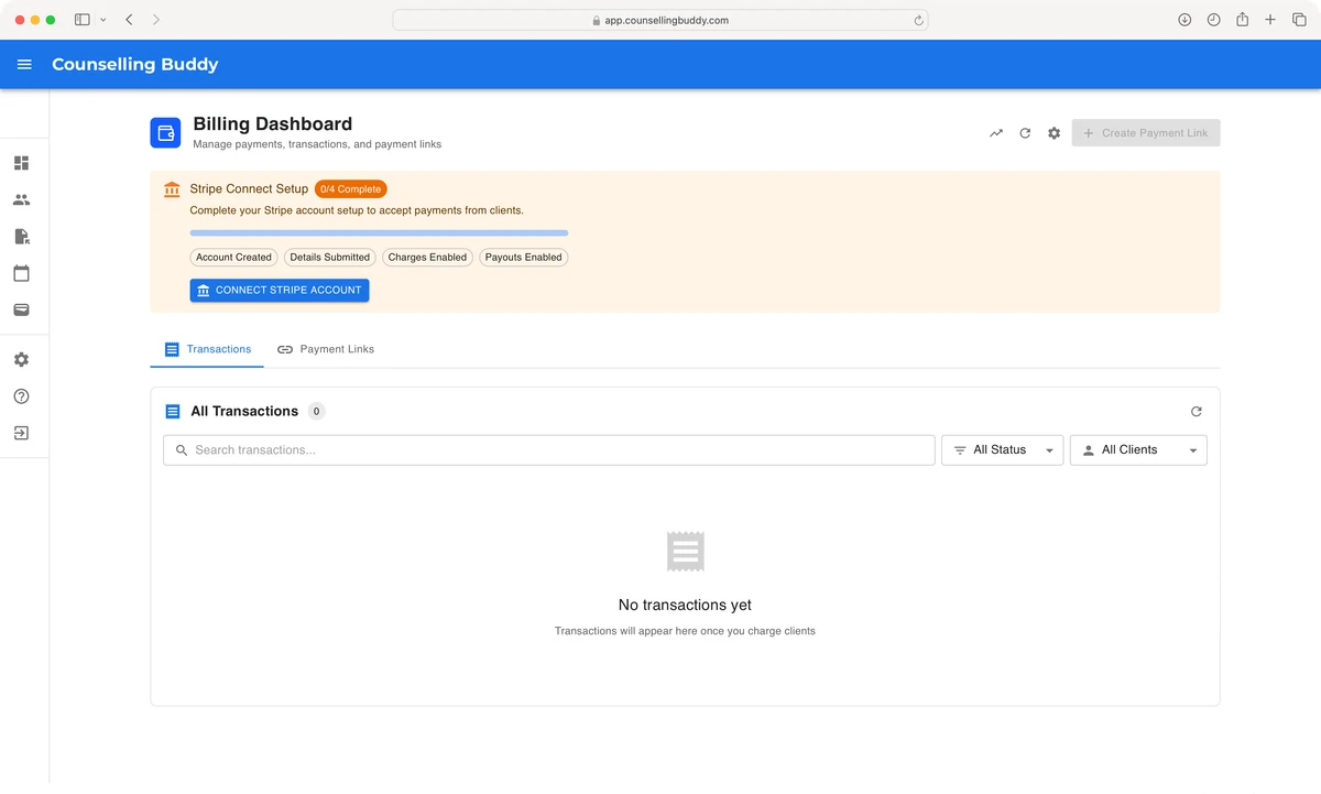 Counselling Buddy Billing and Payments Dashboard