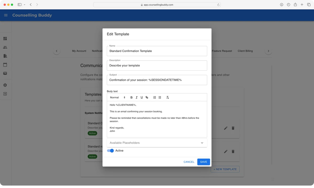 Counselling Buddy Client Profile