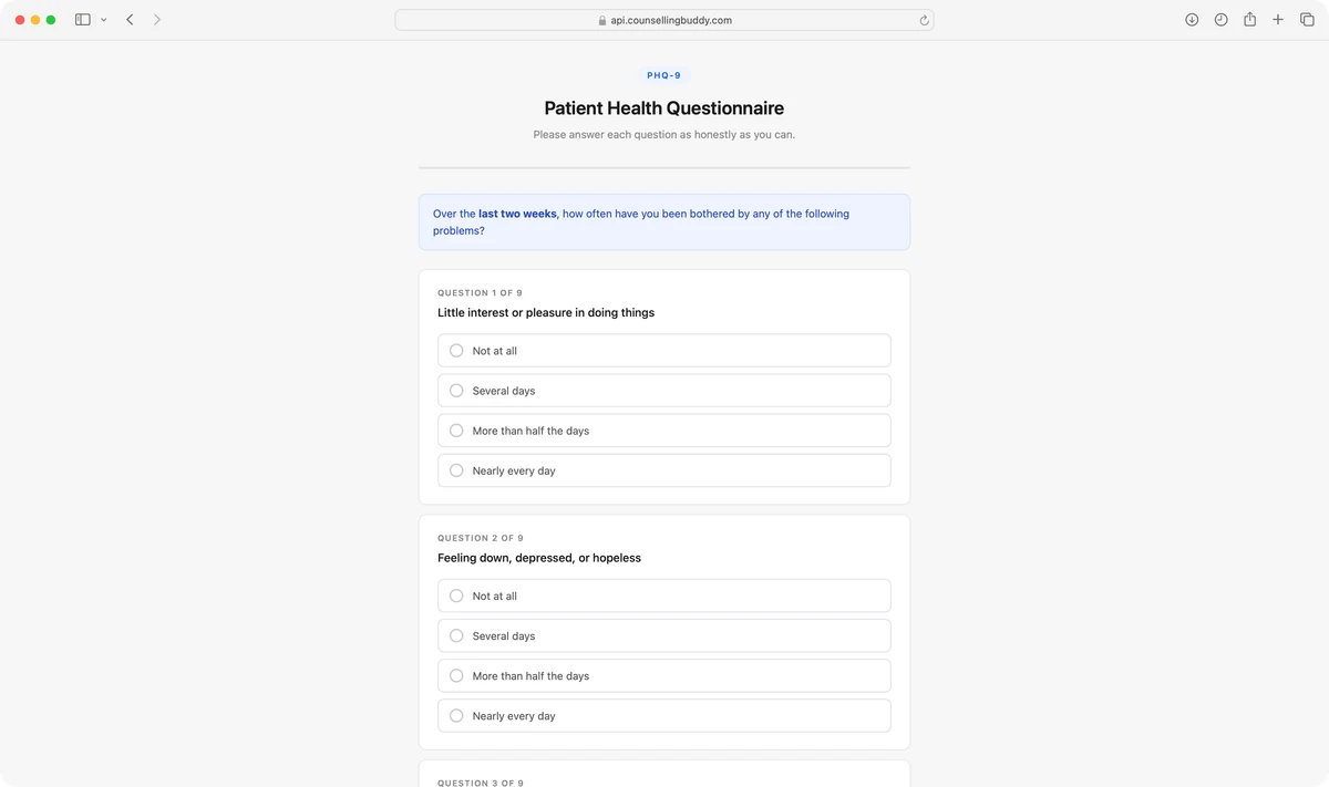 Email that is automatically sent to the client with the form link, if enabled